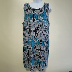 JM Collections Sleeveless Tank Dress Paisley Summer Midi Artsy Stretchy Women XL